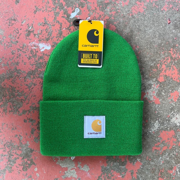Carhartt Knit Cuffed Beanie Green Carhartt Beanie Patch NWT A18 GD8 - Picture 3 of 7